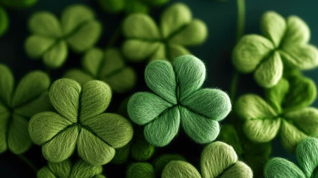 Shamrocks in bloom, green background.