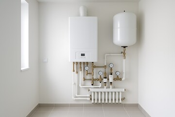Modern heating system installation in a bright and minimalistic interior space
