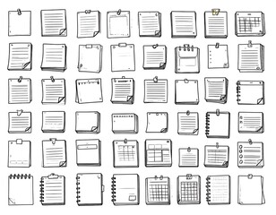 Collection of doodle-style notepads and calendars