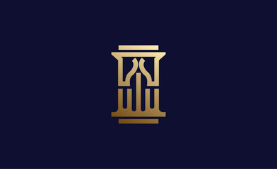 Logo Law Pillar and Horse with 2 Head. Lawfirm, Justice and Strategy creative concept.