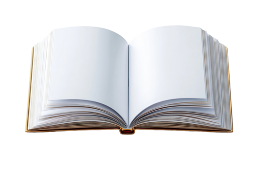 Open book with blank pages, isolated on black