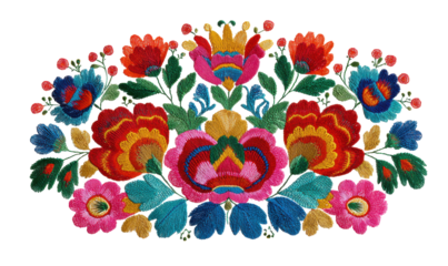 Vibrant floral embroidery design