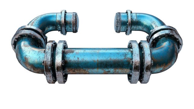 Metal pipes isolated on transparent background