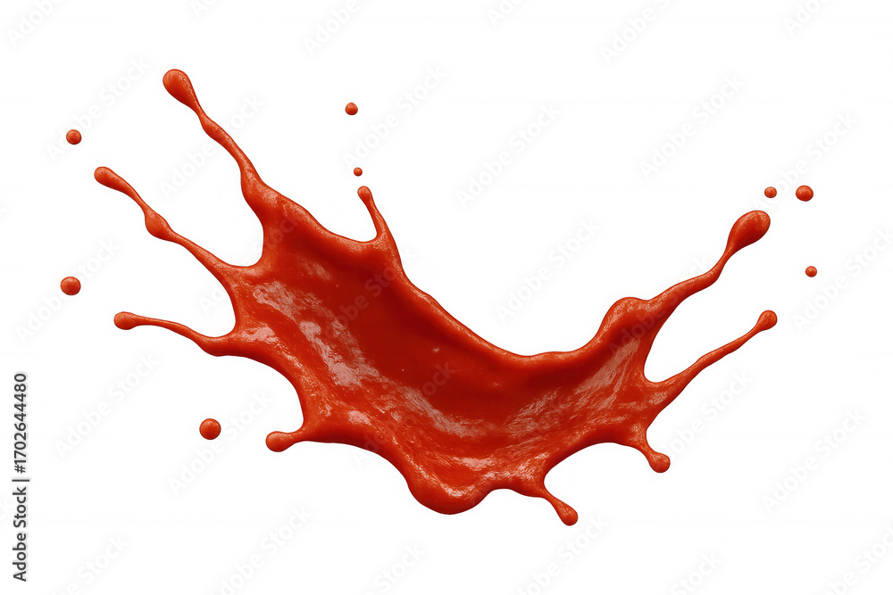 Poster vivid, dynamic splash of red liquid, isolated on a transparent background, perfect for adding a touc