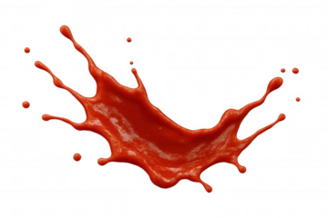 Vivid, dynamic splash of red liquid, isolated on a transparent background, perfect for adding a touch of color and movement to designs
