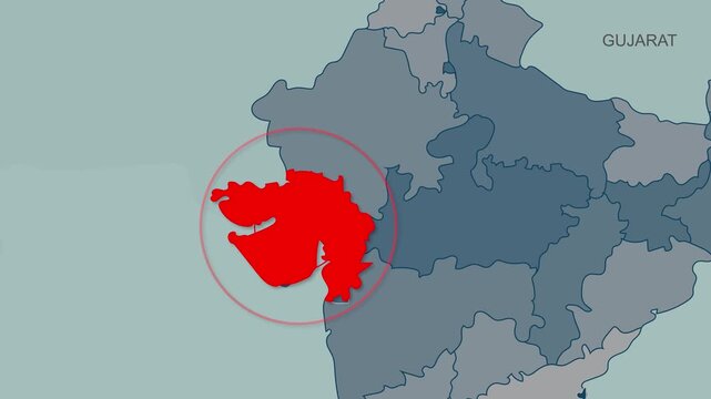Gujarat map video 14, Highlighted on India Map Video, with Borders, Geography & Education&rdquo; India map video, Indian territory video.