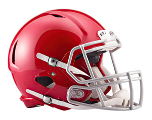 Fototapeta premium Profile view of a red football helmet