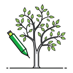 vector tree with green leaves
