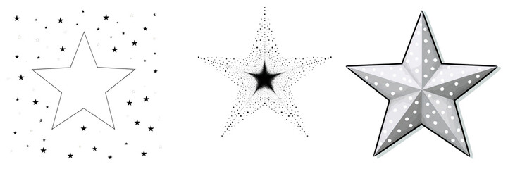 Obraz premium Hanukkah school activity, A collection of star shapes featuring different designs and textures, including solid, dotted, and three-dimensional variations.