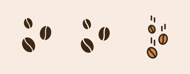 Icon Coffee Beans with glyph, semi solid and flat icon types. Coffee shop equipment, Barista, Beverages concept,