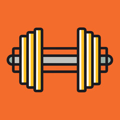 Stylized dumbbell icon with orange background