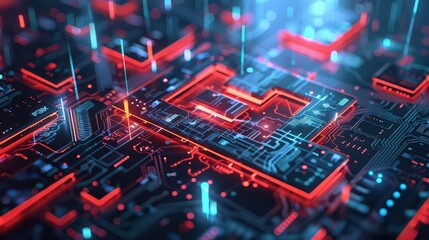 Obraz premium circuit board background,Digital CircuitryElectric BlueprintTech Grid,Circuitry in Motion,Wired Connections,