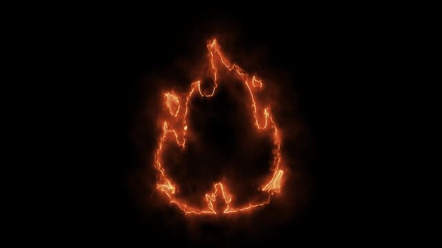 fire color glow neon fire icon animation.  stylized neon icon with a modern, Fire flame ring of fire on black background 4K flame animation motion graphic
