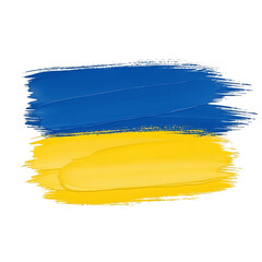 Obraz premium Brush stroke flag of ukraine isolated on transparent background, showcasing national pride and cultural identity, symbolizing unity, independence, and the rich heritage of the ukrainian people, foster