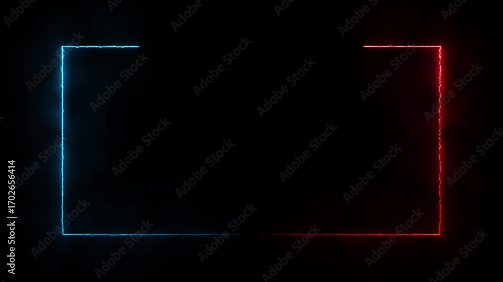 Poster animation of glowing neon rectangles abstract background. abstract glowing plasma flickering red and