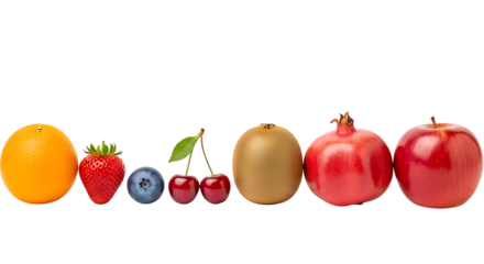 Assortment of Fresh Fruits Lined Up Against Black Background