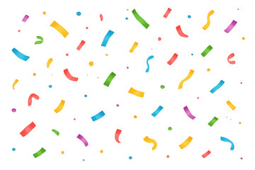 Multicolored confetti falling, cascading vibrant paper strips against transparent backdrop, representing festive celebration moments