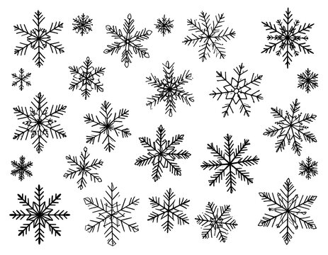 Black and white snowflake patterns