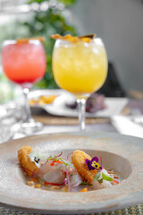 ceviche with onion rings