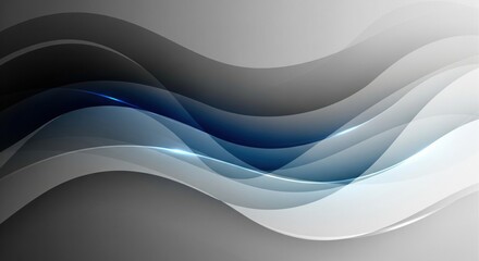 Abstract blue and gray wavy lines with subtle light effects background