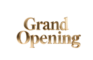 3D Golden 'Grand Opening' Text: Elegant Celebration Announcement