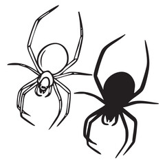 Hand drawn vector doodle of Halloween spiders, web