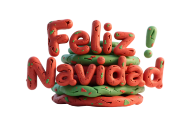 Stylized 'Feliz Navidad' in Red and Green Clay: A Festive Holiday Design