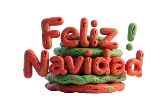 Stylized 'Feliz Navidad' in Red and Green Clay: A Festive Holiday Design