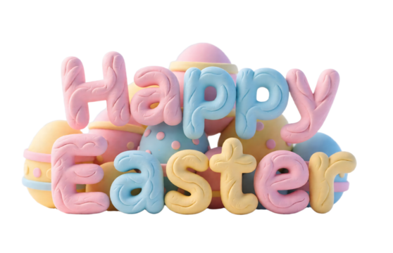 Pastel Clay 'Happy Easter' Letters with Polka Dot Eggs: A Joyful Springtime Celebration