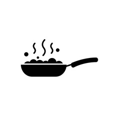 Cooking Pan Icon – Hot Food Frying Symbol Silhouette Vector