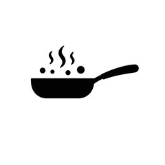 Cooking Pan Icon – Hot Food Frying Symbol Silhouette Vector
