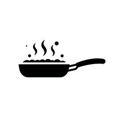 Cooking Pan Icon – Hot Food Frying Symbol Silhouette Vector