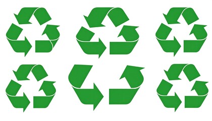Obraz premium Six green recycle symbols