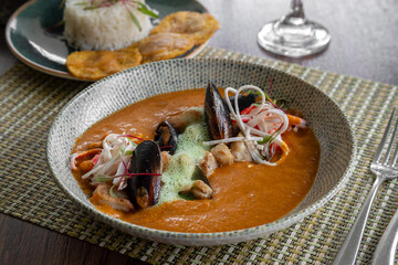 tomato and seafood cream soup