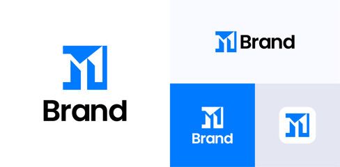 Creative modern building home construction, Logo icon design vector illustration or symbol initial letter M integrated with house architecture for interior property, real estate and brand identity