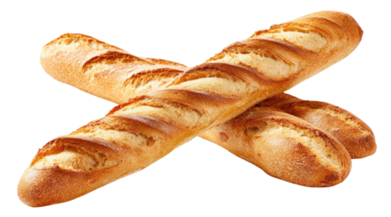 Two crossed baguettes, golden-brown crust, light interior (2)