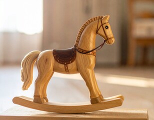 A wooden rocking horse 