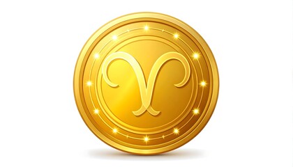 Gold coin with zodiac symbol