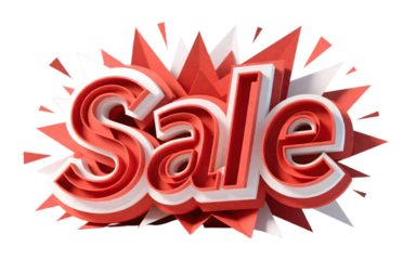 Bold 3D Sale Sign: Energetic Promotion Graphic for Advertising