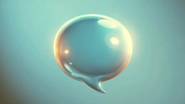 Floating chat bubble with soft light against a blue background  