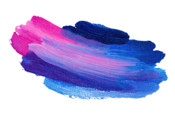 Abstract blue pink watercolor paint brush stroke flow texture PNG transparent background isolated graphic resource. Vibrant mixed navy, purple and rosy color art shape