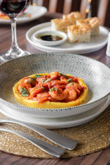 Italian food shrimp polenta