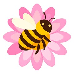 Cute bee on a pink flower