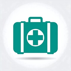 Obraz premium Teal medical kit icon