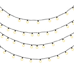 Warm Golden String Lights Festive Illumination Design Element for Holiday Celebration Transparent Background Perfect for Winter Holiday Season