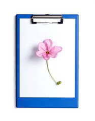 Pink flower on clipboard