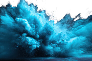 blue aquamarine turquoise color powder dust explosion PNG transparent background isolated graphic resource. Celebration, colorful festival, run or party element