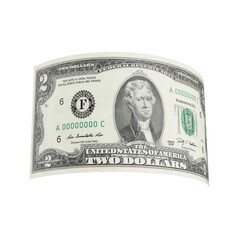 3D Asset - Two US Dollar Banknote with Isolated Background