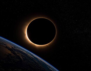 Obraz premium An impressive image of an annular solar eclipse captured from Earth's orbit