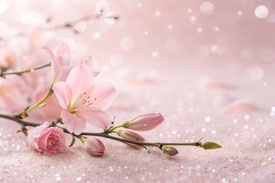 Pink cherry blossoms and bokeh effect